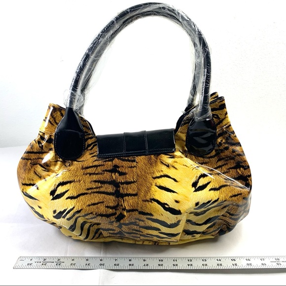 Charm and Luck 100% Genuine Leather Tiger Stripes, Embellished Handbag. - Picture 5 of 16